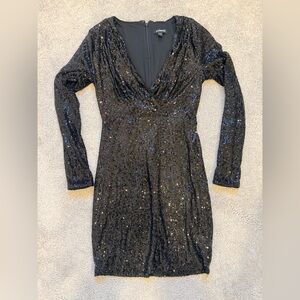 Express Black Sequin Long Sleeve Dress